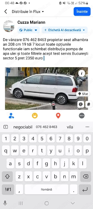 de vânzare seat alhambra 7 locuri 2008  cm 1.9 pret 2350 euro  - imagine 5