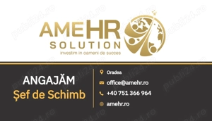 ANGAJĂM URGENT Șef de Schimb   Turnare Aluminiu