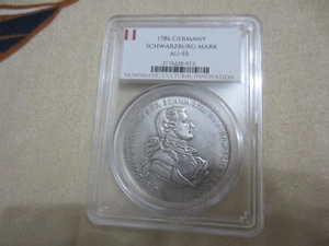 Moneda argint 1 Thaler-Ludovic Günther al II-lea 1786 ,in caseta catalogata AU55- colectie