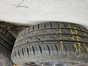 Set 4 Jante tablă VW + Anvelope 205/60/R16 5x112 R16 stare foarte bună - imagine 2