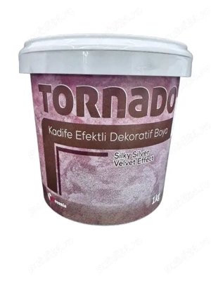 Vopsea decorativă Tornado Silky Silver Velvet Effect 1 kg   efect catifea, vopsea decorativă premium