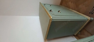 Comodă boho din lemn, vernil cu auriu - imagine 3