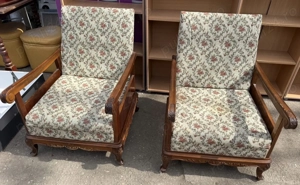 2 buc Fotoliu Vintage Stil Florentin; Fotolii cu ornamente sculptate