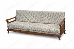 Canapea Vintage Stil Florentin cu ornamente sculptate; Canapea Fixa 