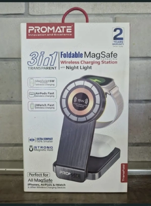 Stație încărcare wireless 3-in-1 MagSafe Promate TransFold   ca nou