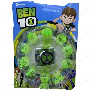 Ceas de Jucarie, model Ben 10 Omnitrix, cu proiectii si 10 figurine, multicolor