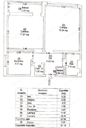 Apartament 2 camere, 44 mp, zona Gh. Lazăr