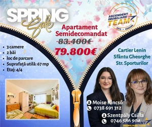 FILM TUR 3D!! Apartament cu 3 camere luminos, loc parcare, zona Lenin, Sfantu Gheorghe