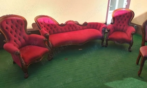 Mobila Vintage masa scaune +divan cu 2 fotolii