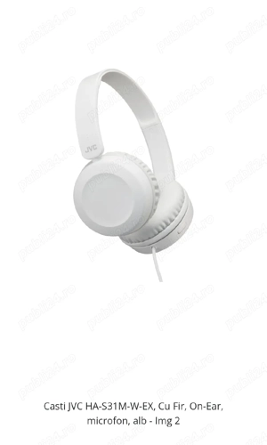 Casti JVC HA-S31M-W-EX, Cu Fir, On-Ear, microfon, alb