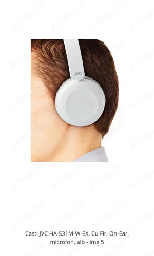 Casti JVC HA-S31M-W-EX, Cu Fir, On-Ear, microfon, alb - imagine 3