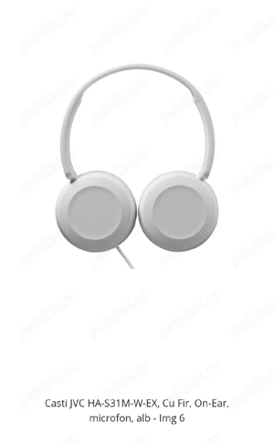 Casti JVC HA-S31M-W-EX, Cu Fir, On-Ear, microfon, alb - imagine 5