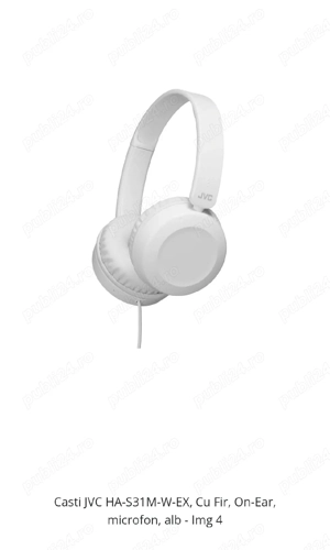 Casti JVC HA-S31M-W-EX, Cu Fir, On-Ear, microfon, alb - imagine 2