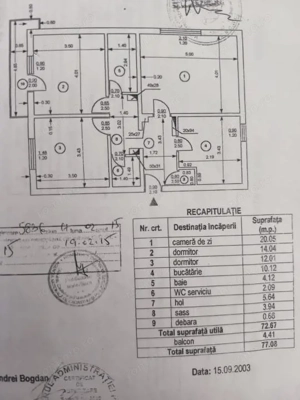 Vand apartament 3 camere  cf. I dec Sebastian Nasaud