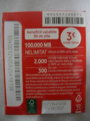 cartelă, cartele vodafone cu oferta 6e la 3e in primele 3 luni, 10 lei, tel. 075I 55 I I 49 - imagine 3