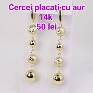 Cercei placați cu aur 14k 