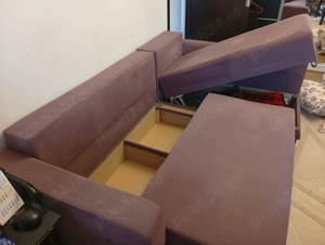 Canapea coltar extensibila roz prafuit