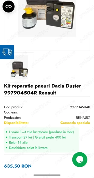 Kit reparație pneuri original Dacia  - imagine 2