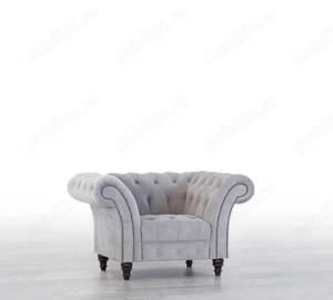 Fotoliu gri Chesterfield