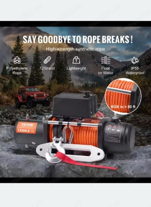 REDUCERE Troliu 13500lbs 6.2T sufa sintetica (model nou rapid) - imagine 5