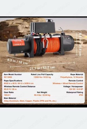 REDUCERE Troliu 13500lbs 6.2T sufa sintetica (model nou rapid) - imagine 4