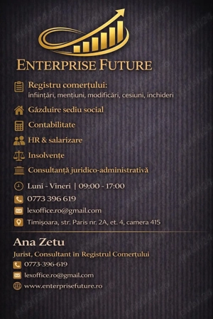 Infiintari firme SRL PFA ASOCIATII  Contabilitate  HR Timisoara