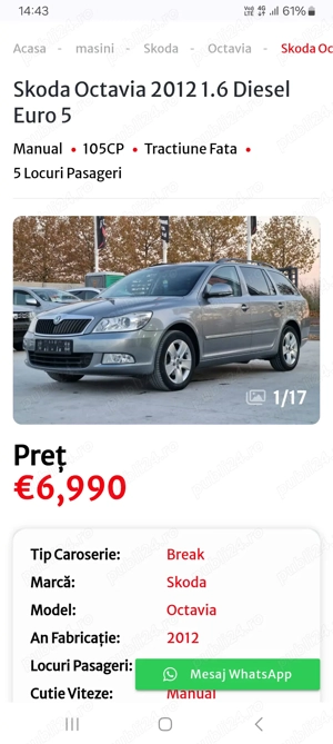 Skoda Octavia 2012 Diesel 1.6 105 cp - imagine 2