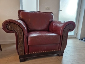 Canapea + fotoliu piele naturala (3+1) - imagine 2