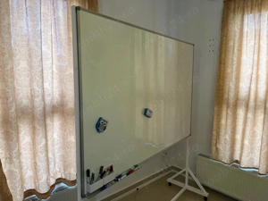 Whiteboard   tabla magnetica office pe suport de lemn mobila, 180x120cm, inaltime 210cm
