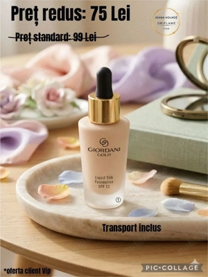 Ten mătăsos și protejat?   Alege Giordani Gold Liquid Silk SPF 12. Textura sa lejeră transformă mach