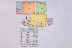 UNIVERSITATE, 3 camere, parter inalt, 61 mp, amenajat - imagine 14
