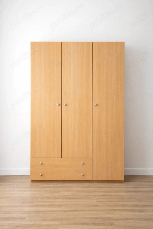 Sifonier cu 3 usi si 2 Sertare; Dulap cu rafturi si bara de umerase