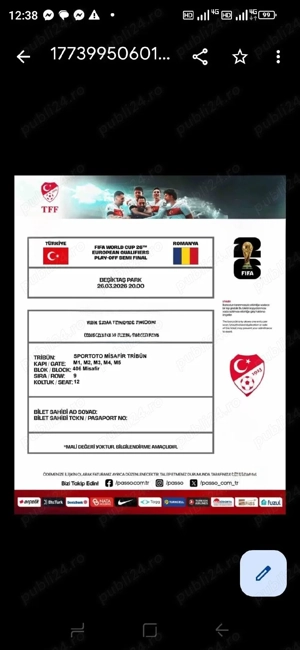 Bilet fotbal Turcia Romania