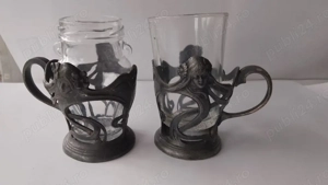 Pereche Suporturi Ceai Art Nouveau - Marcaj Radivon Bucarest   1900