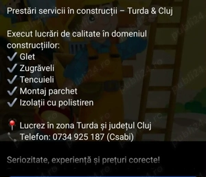 Prestări servicii in domeniul constructii , zona Turda Cluj și împrejurimi 