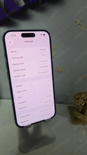 iPhone 15 5G 128GB Baterie:100% Pre  fix!