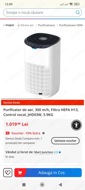 Purificator aer control wifi