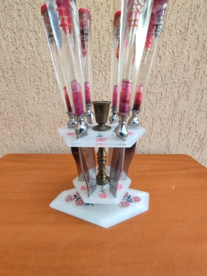 Set cuțite plexic cu trandafiri  - imagine 3