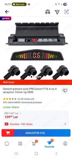 Senzori parcare auto PNI Escort P16 A cu 4 receptori 16mm tip OEM - imagine 2