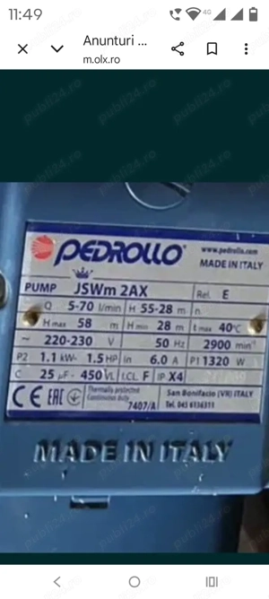 Hidrofor apa Pedrollo 