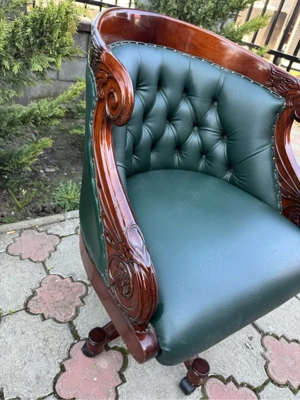 Fotoliu pentru birou stil chesterfield   lemn mahon