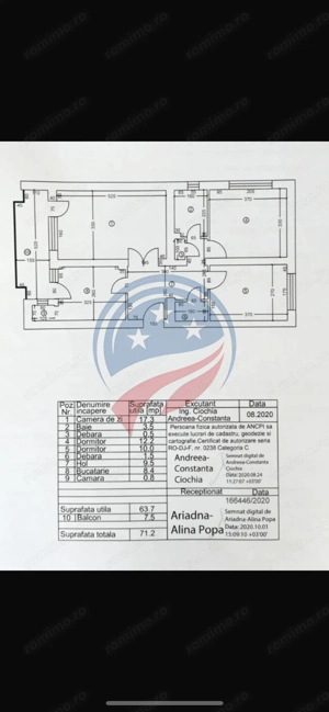 Apartament 3 camere decomandate, 71 mp, bloc cărămidă, centrală proprie