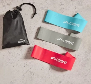 Set 3 Benzi Elastice Crivit,3 Niveluri De Dificultate,Pentru Antrenament,Sala,Yoga,Fitness,Latex,Nou - imagine 2