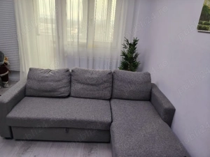 Canapea colțar extensibilă gri cu ladă depozitare 