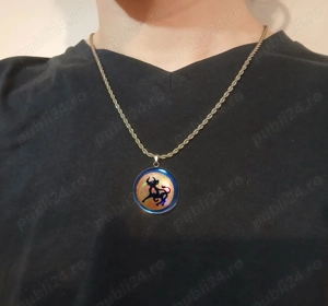 Pandantiv Zodia Taur stil egiptean - Inox și Rășină (Efect Perlat Sidefat)