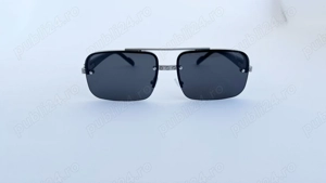 Ochelari de soare Dreptunghiulari pentru barbati - Rama argintie Lentile negre