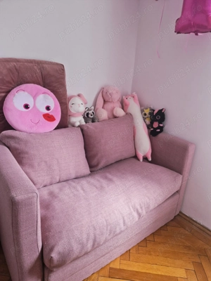 Canapea extensibilă roz pudrat 