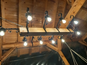 Candelabru rustic lemn și fier