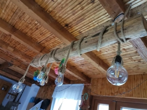 Candelabru rustic lemn