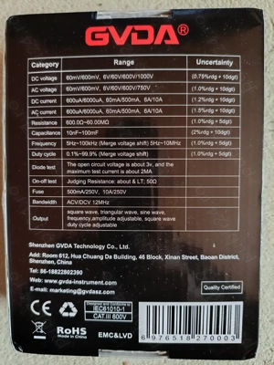 GVDA GD188 Complet de măsură 3 în 1: Multimetru + Osciloscop + Generator, T-RMS, Canal 12MHz - NOU - imagine 4